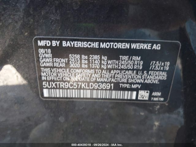 5UXTR9C57KLD93691 BMW X3 Xdrive30i