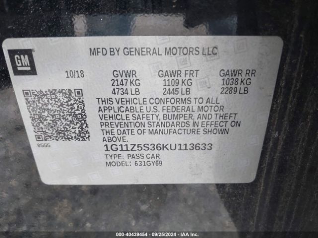 1G11Z5S36KU113633 Chevrolet IMPALA LT
