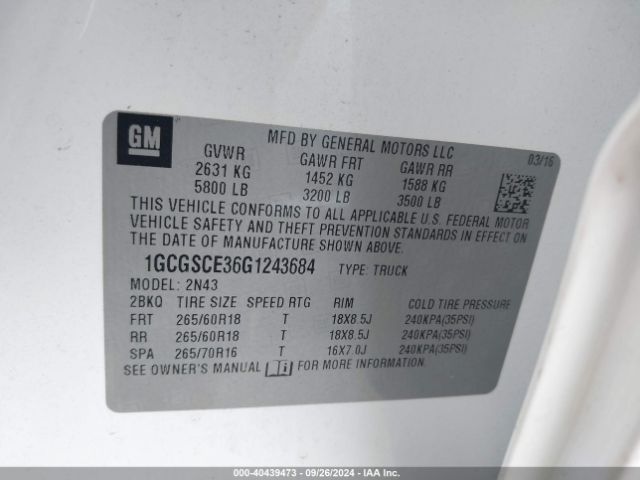 1GCGSCE36G1243684 Chevrolet Colorado Lt