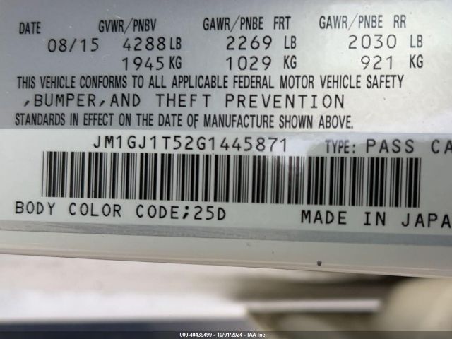 JM1GJ1T52G1445871 Mazda Mazda6 I Touring