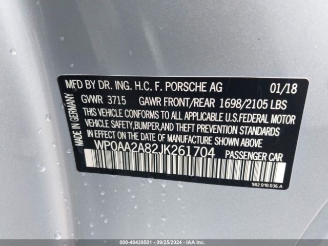 WP0AA2A82JK261704 Porsche 718 Cayman