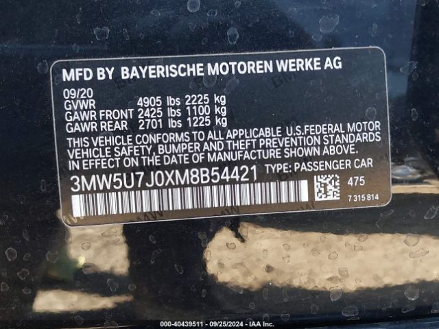 3MW5U7J0XM8B54421 BMW 3 Series M340i