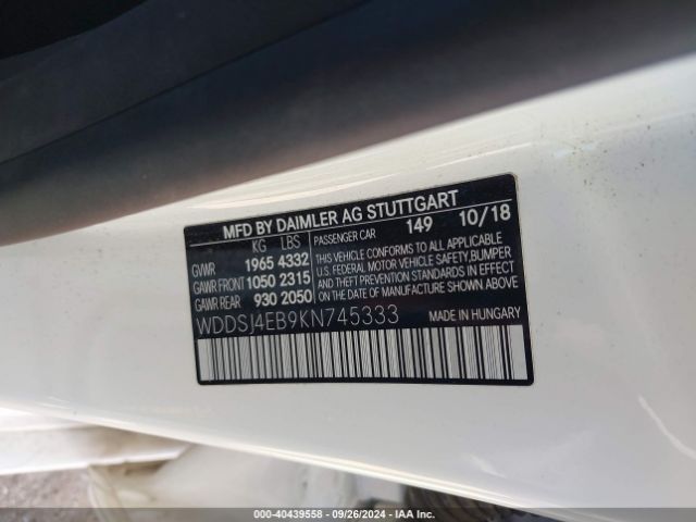 WDDSJ4EB9KN745333 Mercedes-Benz CLA 250