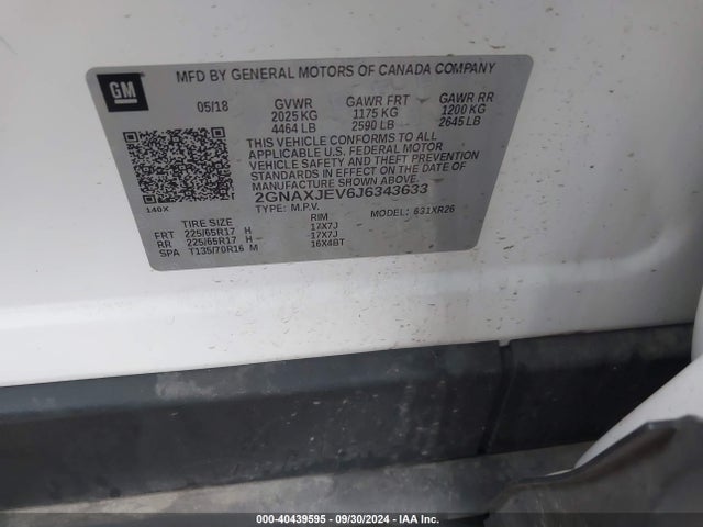 Chevrolet EQUINOX LT 2018 2GNAXJEV6J6343633 Image 9
