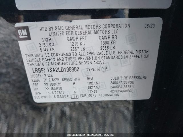 LRBFX1SA2LD198982 Buick Envision Awd Preferred