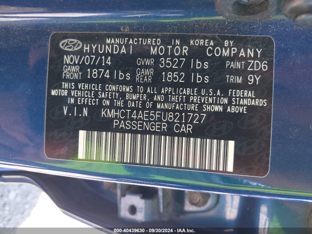 Hyundai ACCENT GLS 2015 KMHCT4AE5FU821727 Image 9