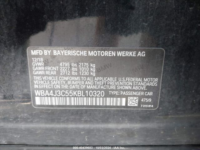 WBA4J3C55KBL10320 BMW 430i Gran Coupe Xdrive