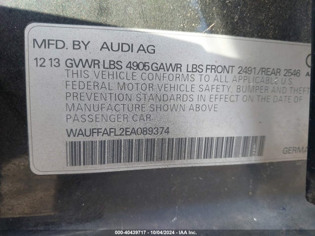 WAUFFAFL2EA089374 Audi A4 2.0t Premium