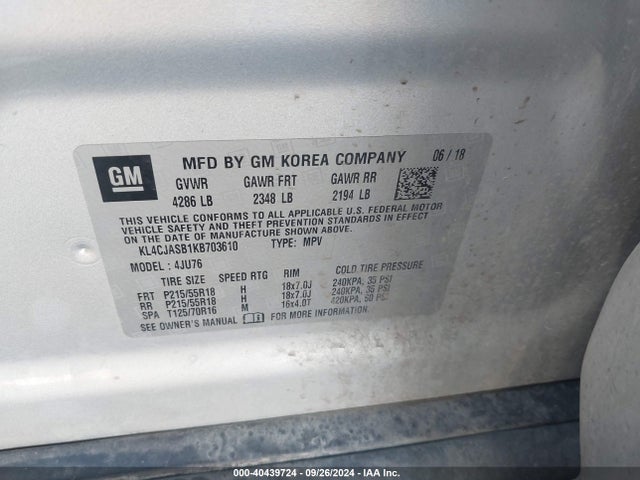 KL4CJASB1KB703610 Buick Encore Fwd Preferred