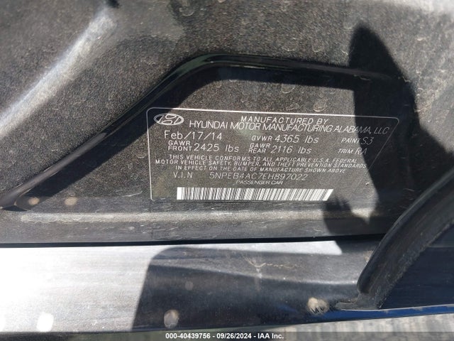 Hyundai SONATA GLS 2014 5NPEB4AC7EH897022 Image 9