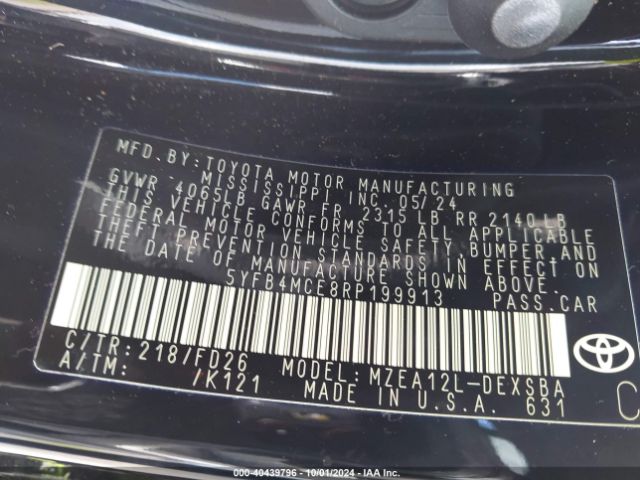 5YFB4MCE8RP199913 Toyota Corolla Nightshade Edition