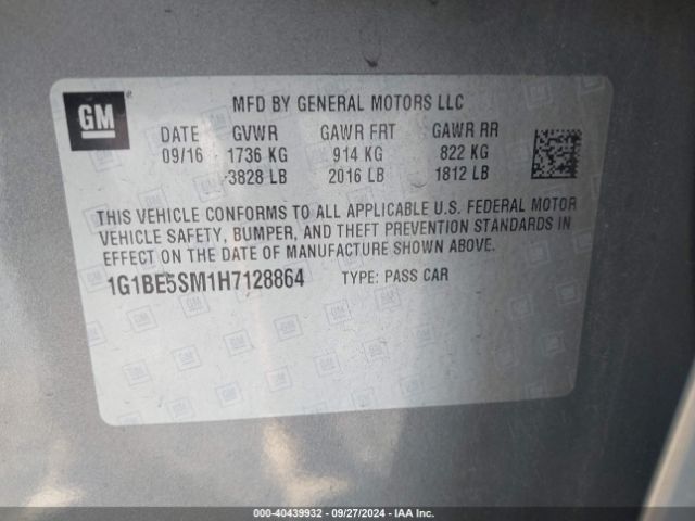 1G1BE5SM1H7128864 Chevrolet Cruze Lt Auto