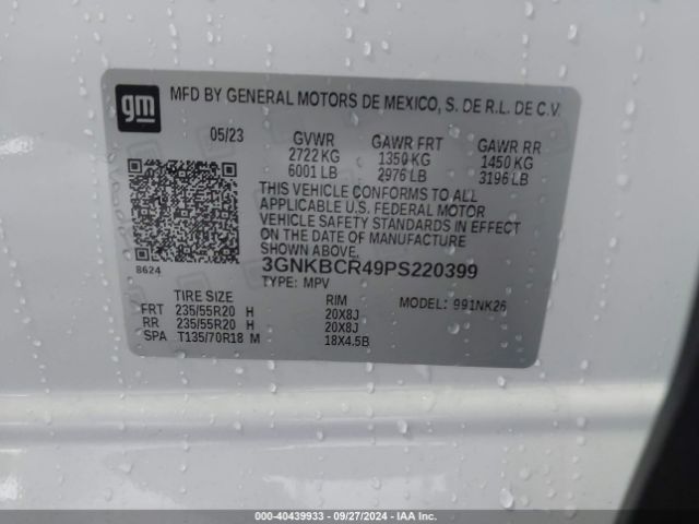 3GNKBCR49PS220399 Chevrolet Blazer Fwd 2lt