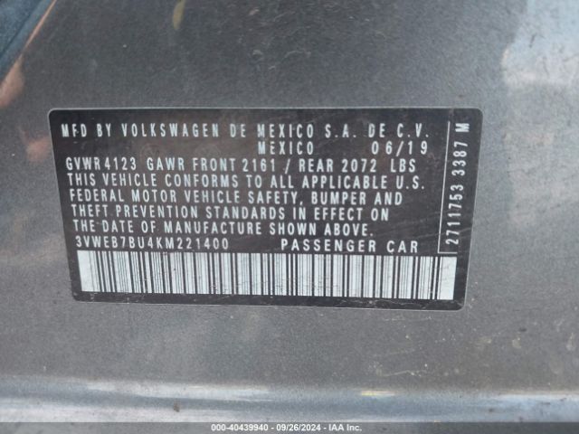 3VWEB7BU4KM221400 Volkswagen Jetta 1.4t Sel