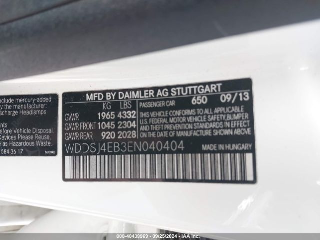 WDDSJ4EB3EN040404 Mercedes-Benz CLA 250