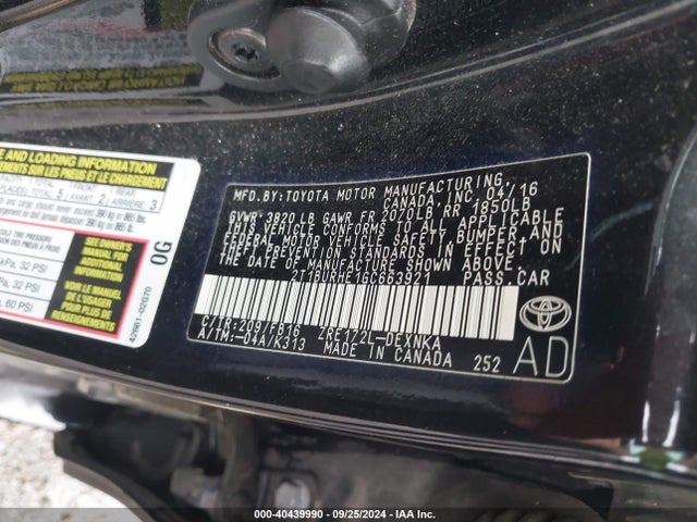 Toyota COROLLA LE 2016 2T1BURHE1GC663921 Image 9