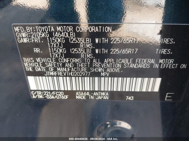 Toyota Rav4 Xle 2017 JTMRFREV1HD202977 Image 9