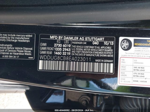 WDDUG8CB8EA023011 Mercedes-Benz S 550