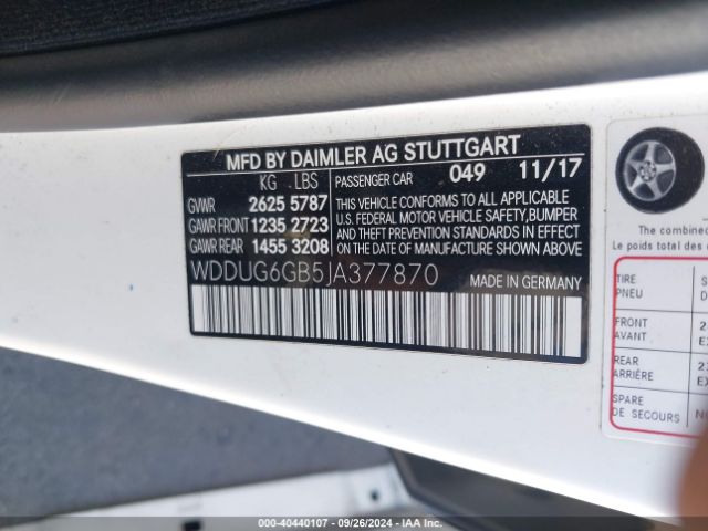 WDDUG6GB5JA377870 Mercedes-Benz S 450 4matic