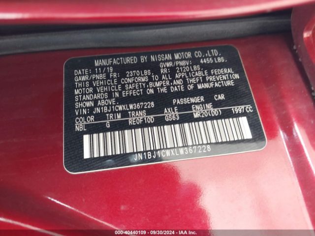 JN1BJ1CWXLW367228 Nissan Rogue Sport Sv Awd Xtronic Cvt
