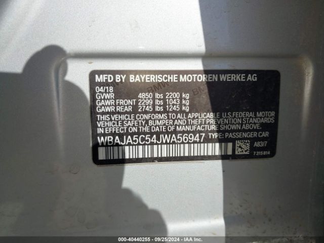 WBAJA5C54JWA56947 BMW 530I