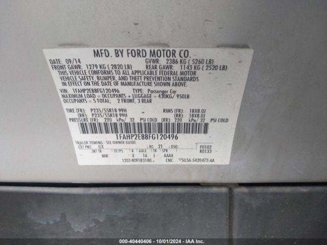 1FAHP2E88FG120496 Ford TAURUS SEL