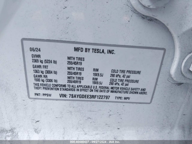 2024 TESLA MODEL Y 7SAYGDEE3RF122797 Photo 8