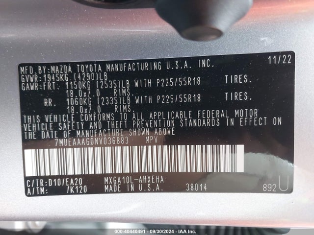 Toyota Corolla Cross Xle 2022 7MUEAAAG0NV036883 Image 9