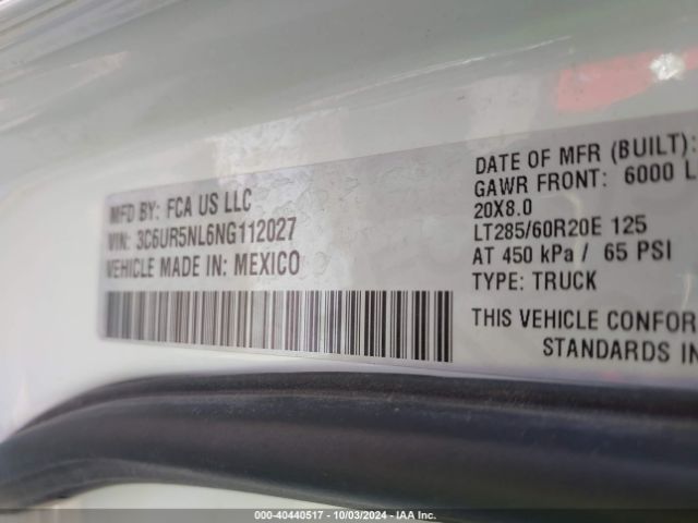 3C6UR5NL6NG112027 RAM 2500 Laramie Mega Cab 4x4 6'4 Box