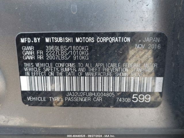JA32U2FU8HU004805 Mitsubishi LANCER ES