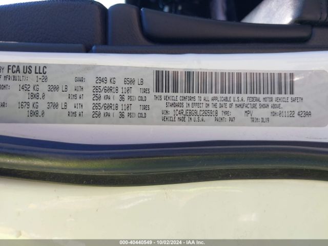 1C4RJEBG9LC265918 Jeep Grand Cherokee Limited 4x2