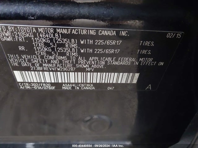 Toyota RAV4 LE 2015 2T3BFREV4FW296287 Image 9