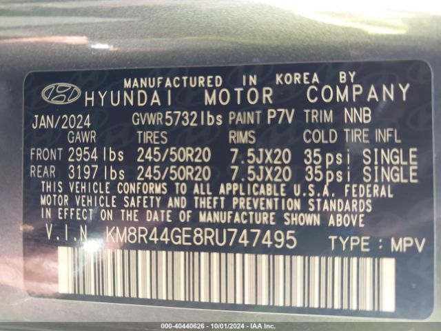 KM8R44GE8RU747495 Hyundai Palisade Sel