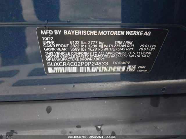5UXCR4C02P9P24833 BMW X5 Sdrive40i
