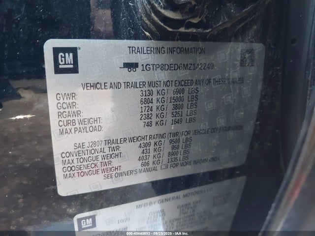 2021 Gmc Sierra 1500 2wd  Short Box Slt მანქანა იყიდება აუქციონზე, vin: 1GTP8DED6MZ142249, აუქციონის ნომერი: 40440893