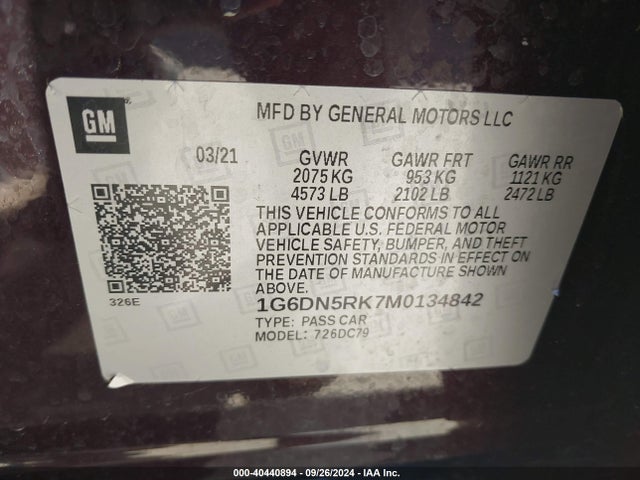 1G6DN5RK7M0134842 Cadillac Ct5 Premium Luxury