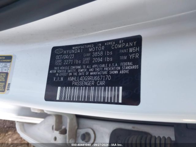KMHLL4DG9RU667170 Hyundai ELANTRA SE
