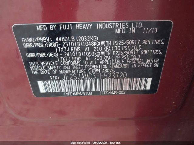 JF2SJAMC3EH523720 Subaru Forester 2.5i Touring