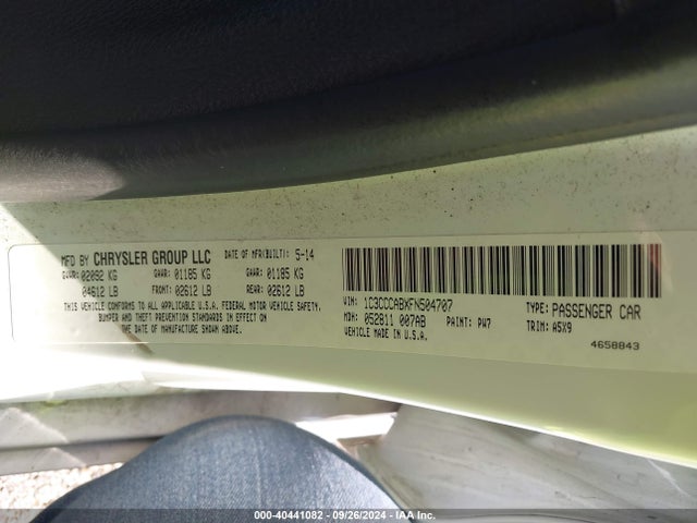 Chrysler 200 Limited 2015 1C3CCCABXFN504707 Image 9