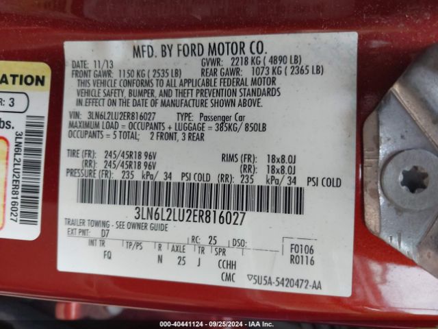 3LN6L2LU2ER816027 Lincoln MKZ HYBRID