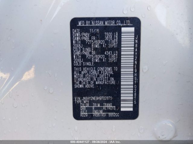 JN8AY2NE9H9702875 Nissan Armada Platinum