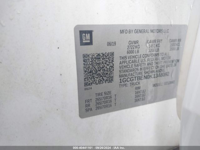 1GCGTBEN0K1348092 Chevrolet Colorado Wt