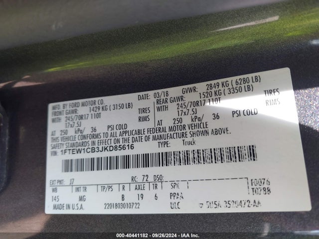 Ford F-150 Xlt 2018 1FTEW1CB3JKD85616 Image 9