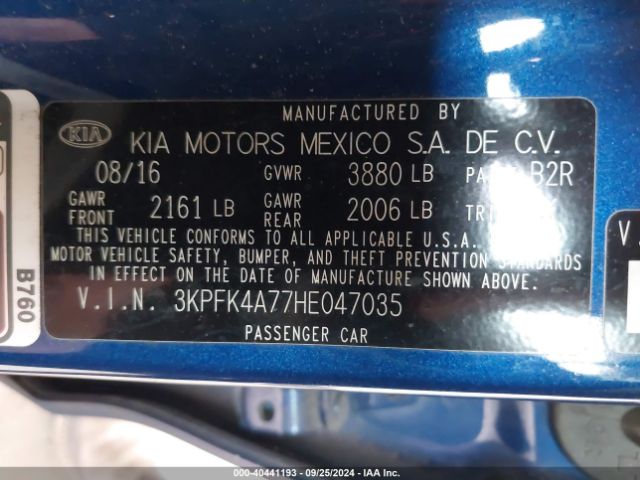 3KPFK4A77HE047035 KIA FORTE LX