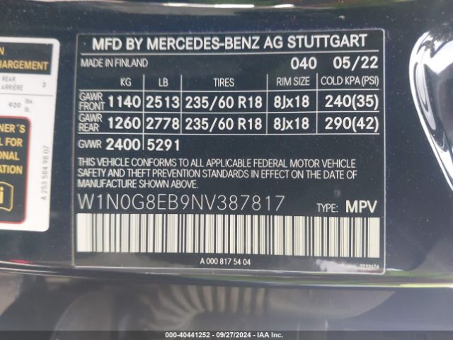 W1N0G8EB9NV387817 Mercedes-Benz Glc 300 4matic Suv