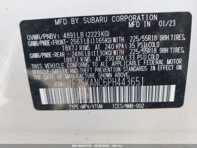 JF2SKANC6PH443651 Subaru Forester Limited