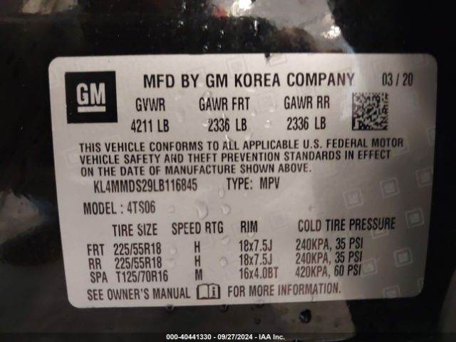 KL4MMDS29LB116845 Buick Encore Gx Fwd Select
