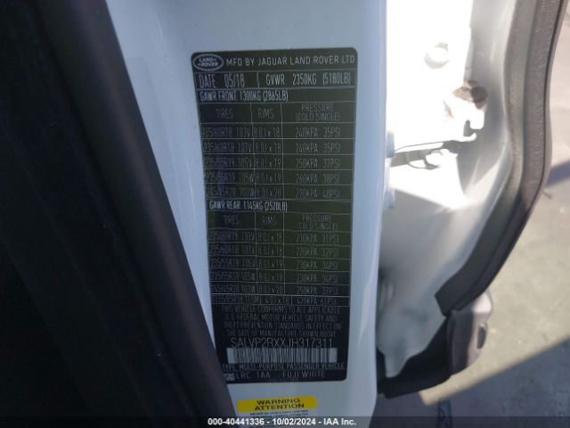 SALVP2RXXJH317311 Land Rover Range Rover Evoque Se/se Premium