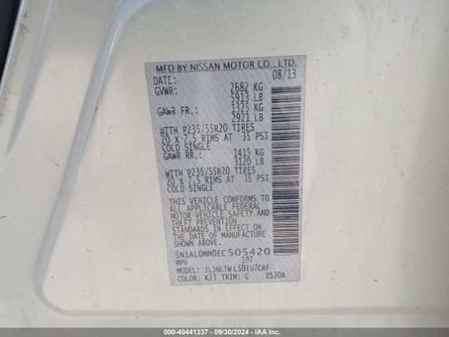 5N1AL0MM0EC505420 Infiniti QX60