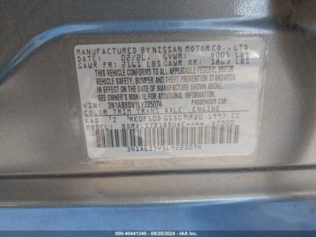 3N1AB8DV1LY225074 Nissan Sentra Sr Xtronic Cvt